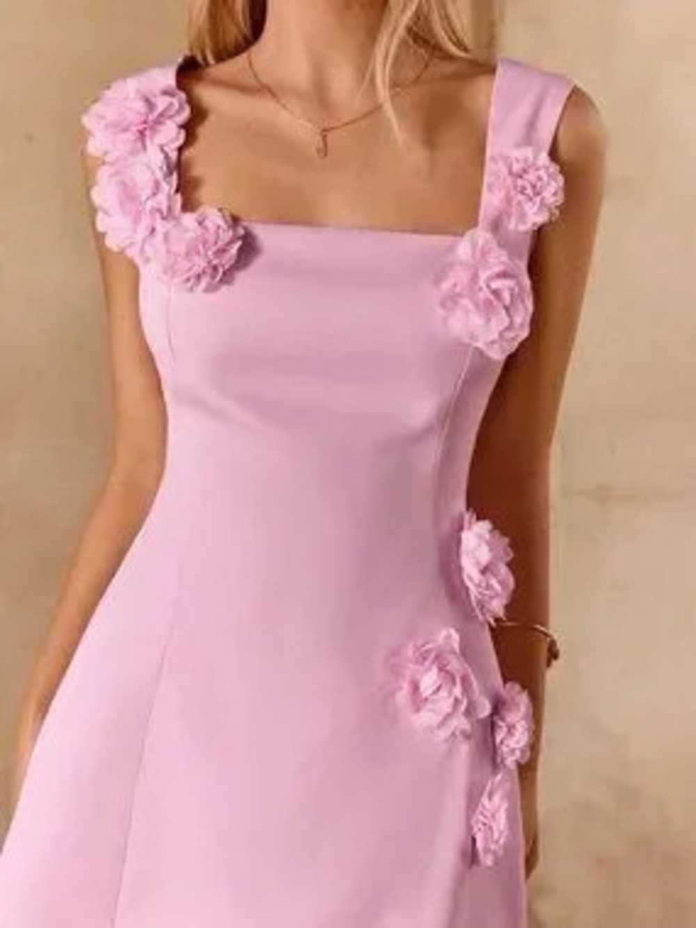 ZARA Pink Elegant Women's Mini Dress with 3D Floral Print